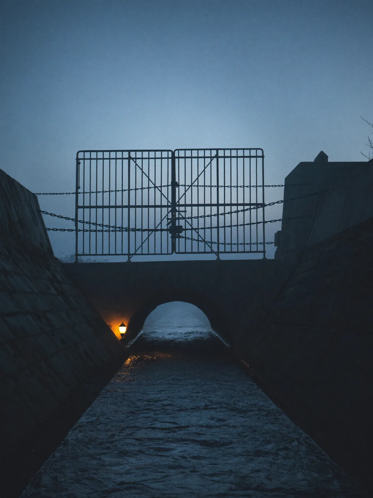 The gate is shut; the flow goes round it.