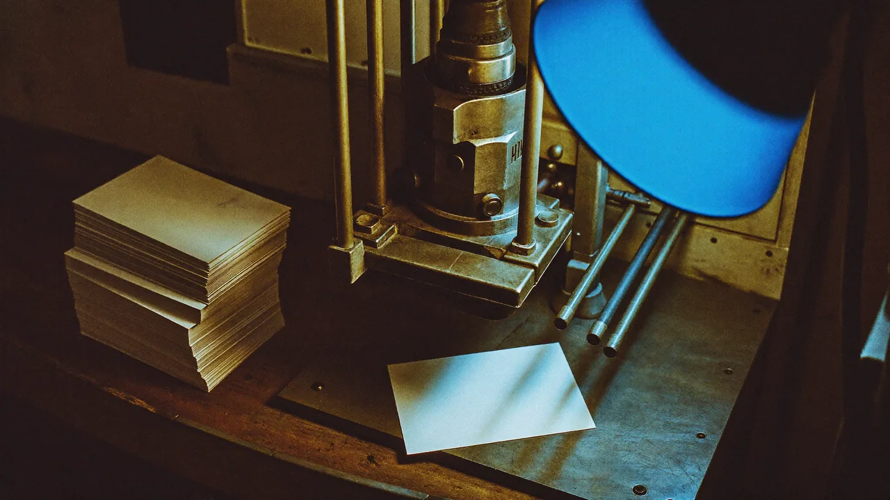 A card embossing press stamping numbers into a blank credit card