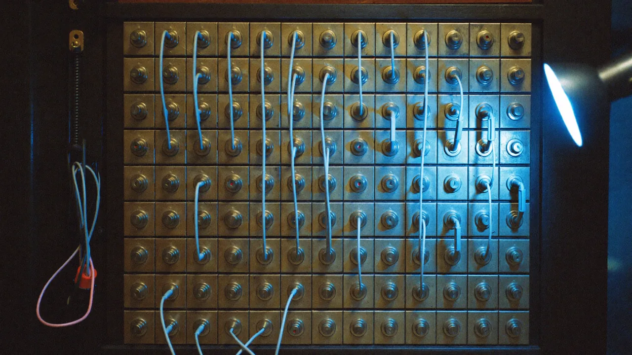 A patch panel with most of its cables pulled and the remaining lines re-routed