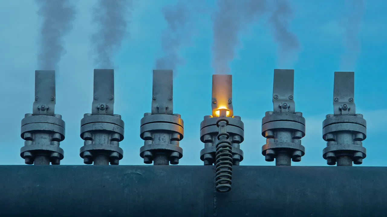 One valve still under load; the rest have equalized.